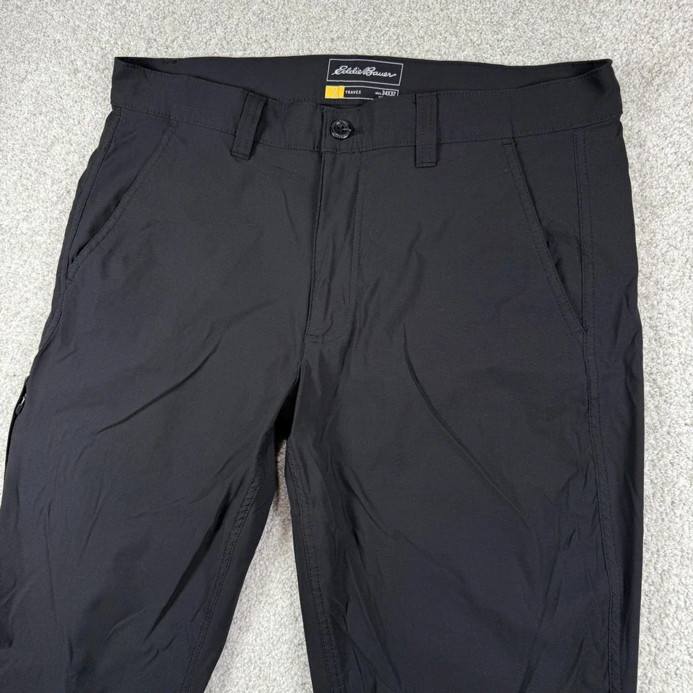Eddie Bauer Travex Pants Men 34x32 Black Performance Hiking Outdoor 01080